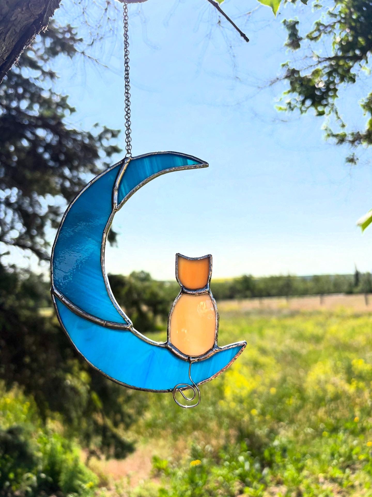 Cat in the Moon - Blue/Orange