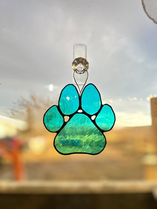 Transparent Lg Teal Paw Print