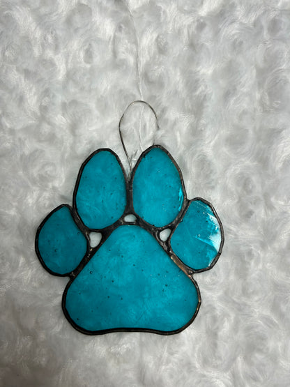 Transparent Lg Teal Paw Print