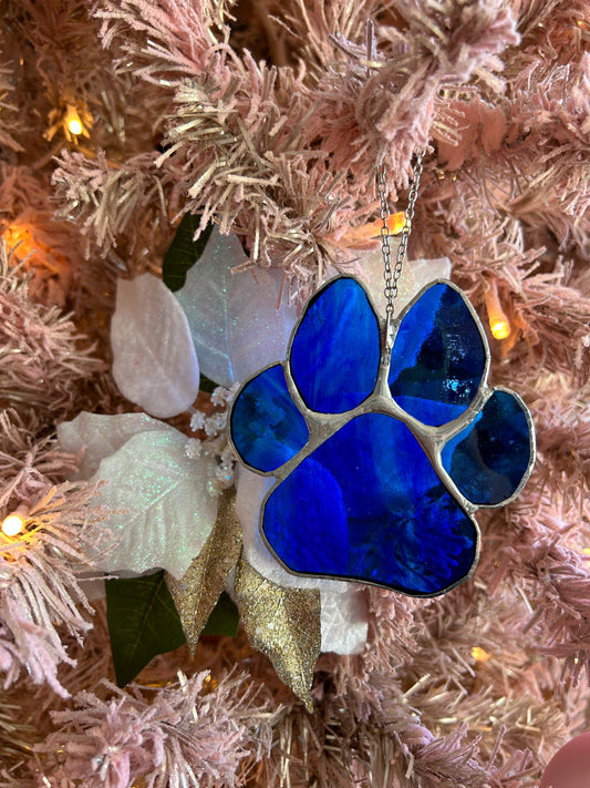 Cobalt Transparent Lg Paw Print